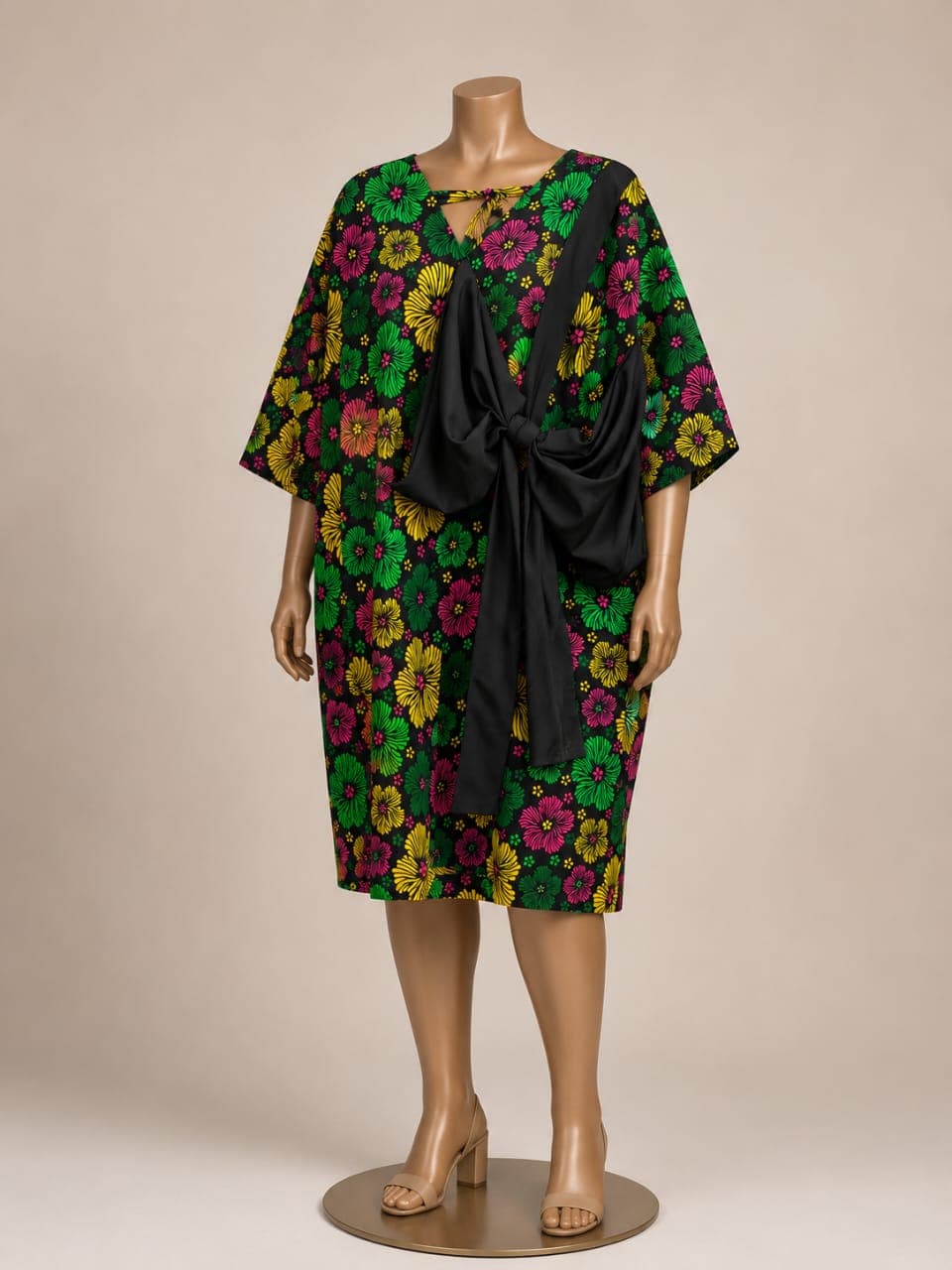 Premium Floral Ankara Statement Bow Dress