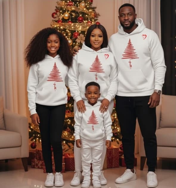 The Family Holiday Hoodie Set – Crisp White